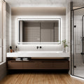 LED Bathroom Mirror, 36x60 inch Bathroom Vanity white-aluminium