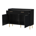 Wooden Storage Cabinet With Drawers, Steel Pipe Table Legs, Suitable For Hallway, Study, Living Room. Black Mdf