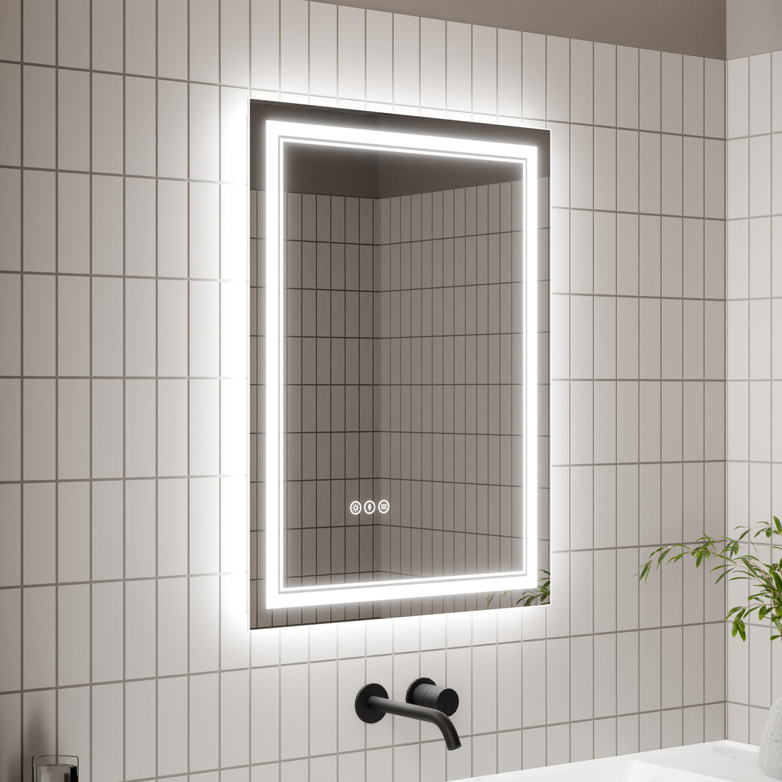 Led Bathroom Mirror, 24X32 Inch Bathroom Vanity Mirrors With Lights, Mirrors For Wall With Smart Touch Button, Anti Fog, Memory Function, Stepless Dimmable Makeup Mirror Horizontal Vertical White Aluminium