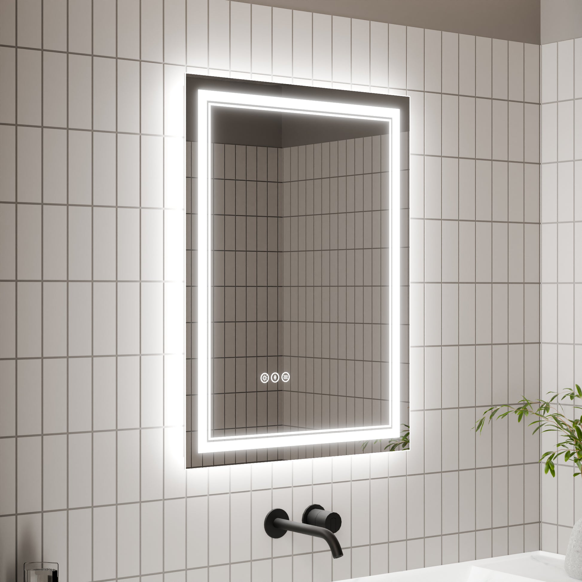 LED Bathroom Mirror, 24x32 inch Bathroom Vanity white-aluminium