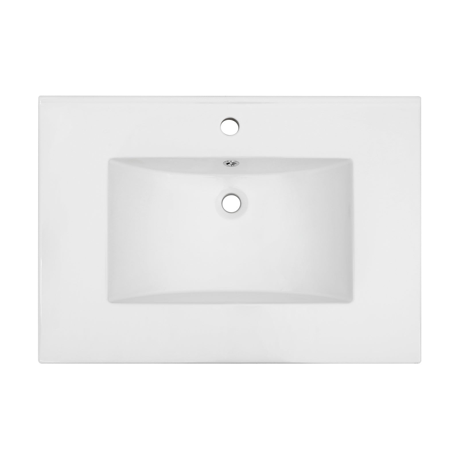 30.2"X18.5" White Rectangular Single Vanity Top With 1 Faucet Hole And Overflow Sink Only White Ceramic