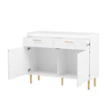 Wooden Storage Cabinet With Drawers, Steel Pipe Table Legs, Suitable For Hallway, Study, Living Room. White Mdf