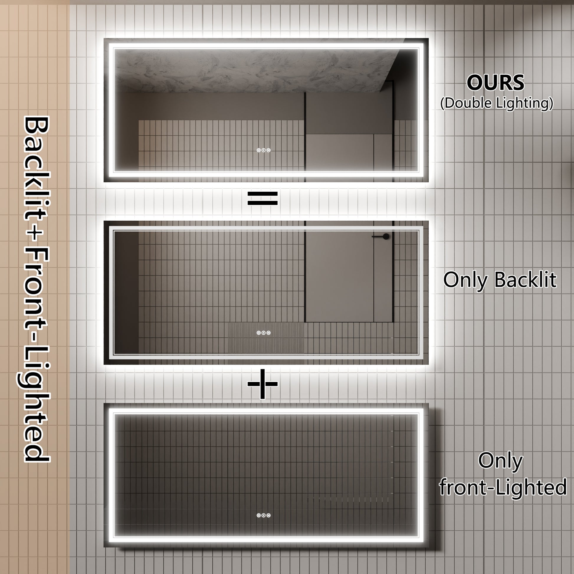 LED Bathroom Mirror, 32x72 inch Bathroom Vanity white-aluminium