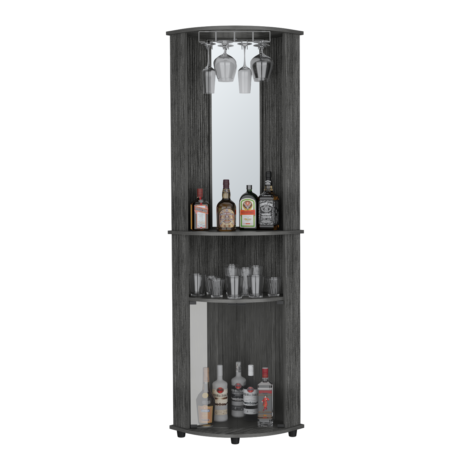 Corner Bar Cabinet Rialto, Living Room, Smokey Oak Gray Particle Board Engineered Wood