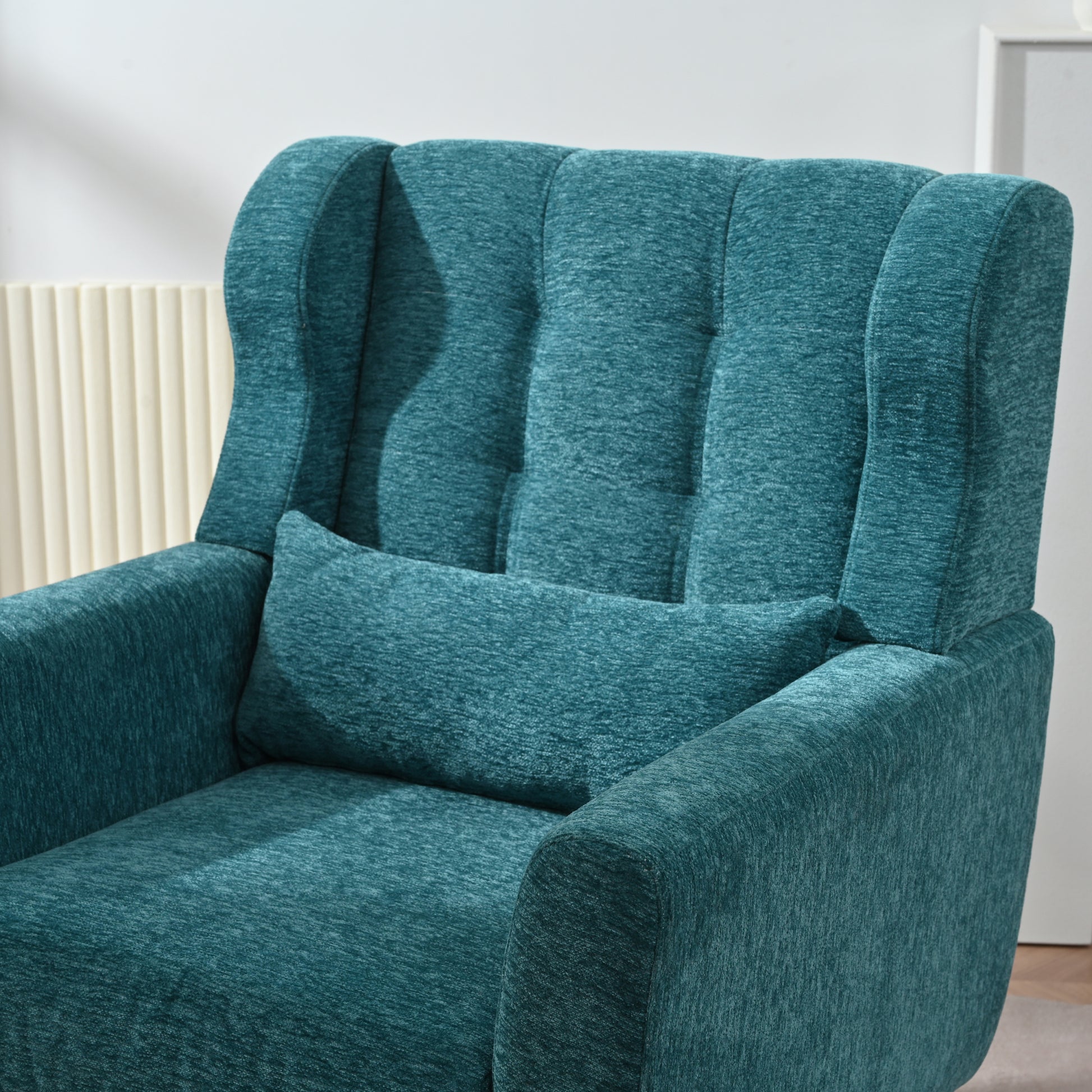 Modern Accent Chair Upholstered Foam Filled Living Room Chairs Comfy Reading Chair Mid Century Modern Chair With Chenille Fabric Lounge Arm Chairs Armchair For Living Room Bedroom Teal Teal Light Brown Primary Living Space Modern Rubberwood Foam Chenille