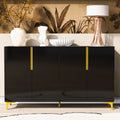 Glossy Finish Light Luxury Storage Cabinet, Adjustable, Suitable For Living Room, Study, Hallway. Black Mdf