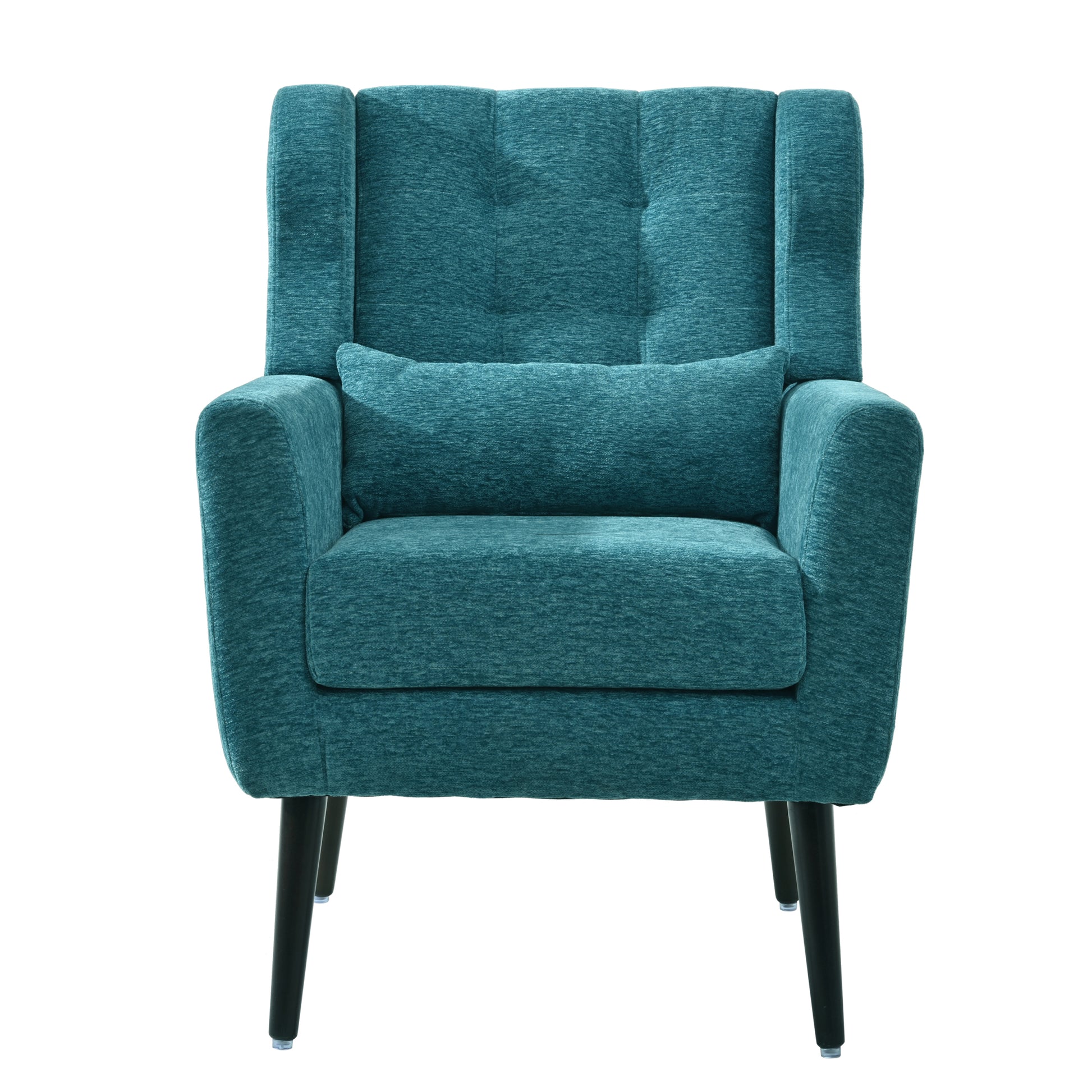 Modern Accent Chair Upholstered Foam Filled Living Room Chairs Comfy Reading Chair Mid Century Modern Chair With Chenille Fabric Lounge Arm Chairs Armchair For Living Room Bedroom Teal Teal Light Brown Primary Living Space Modern Rubberwood Foam Chenille