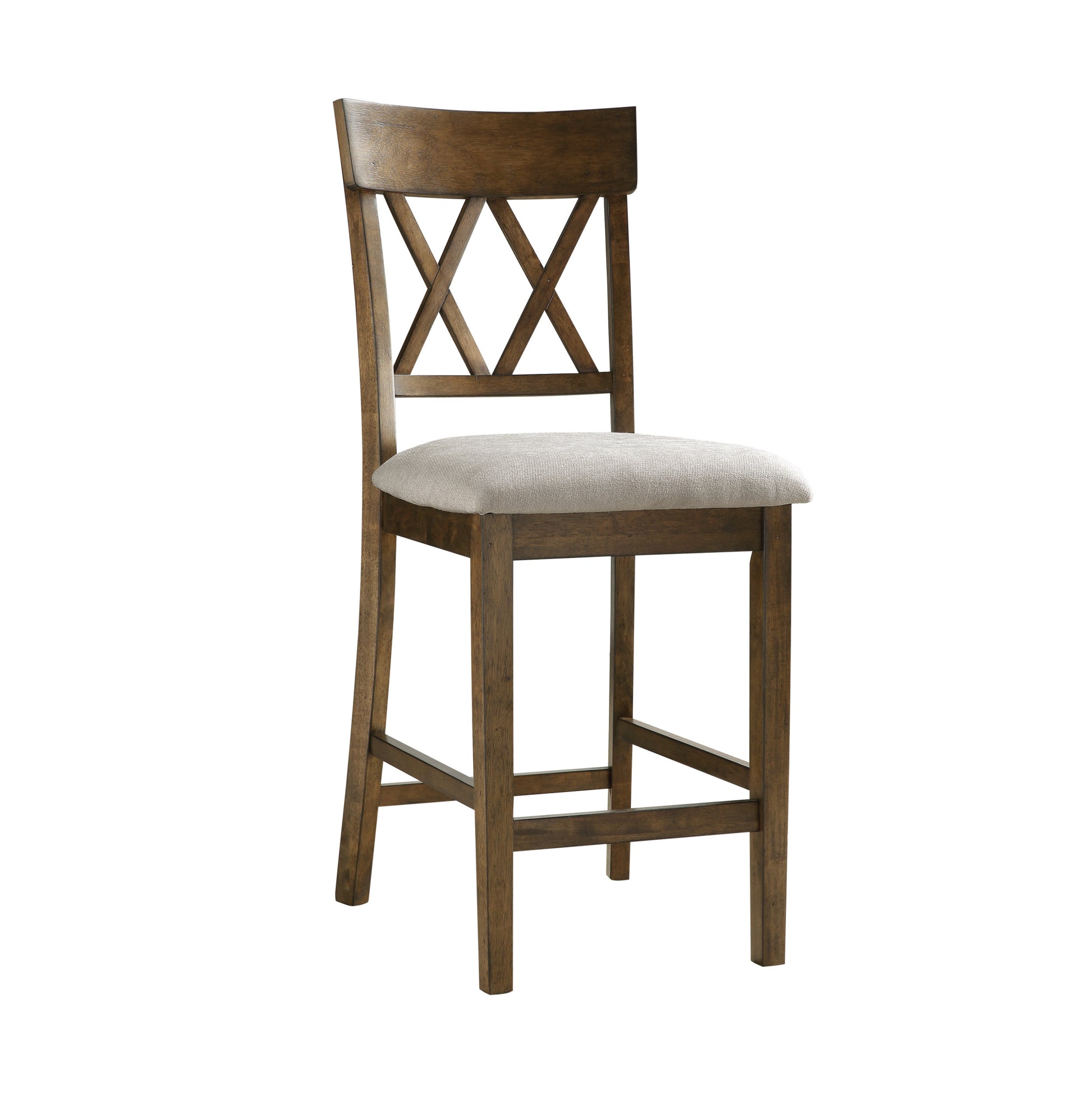 Light Oak Finish Counter Height Chairs Set of 2 Padded light oak-dining room-cross back-wood