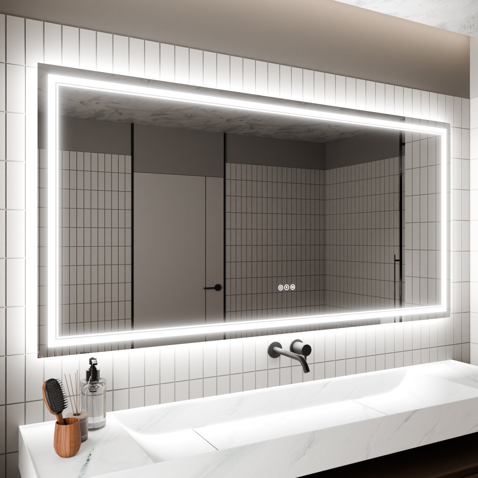 LED Bathroom Mirror, 36x72 inch Bathroom Vanity white-aluminium