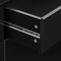 Wooden Storage Cabinet With Drawers, Steel Pipe Table Legs, Suitable For Hallway, Study, Living Room. Black Mdf