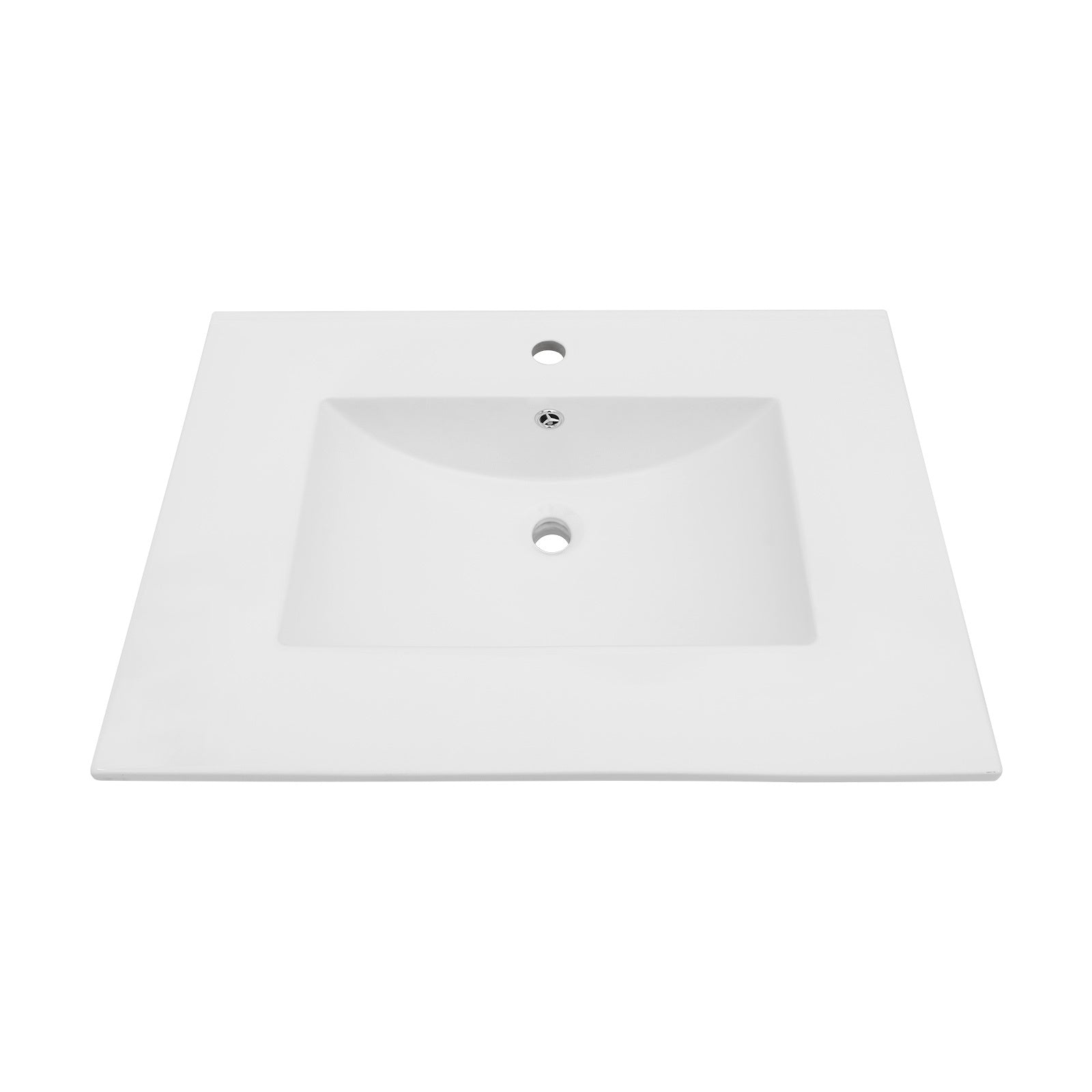 30.2"X18.5" White Rectangular Single Vanity Top With 1 Faucet Hole And Overflow Sink Only White Ceramic