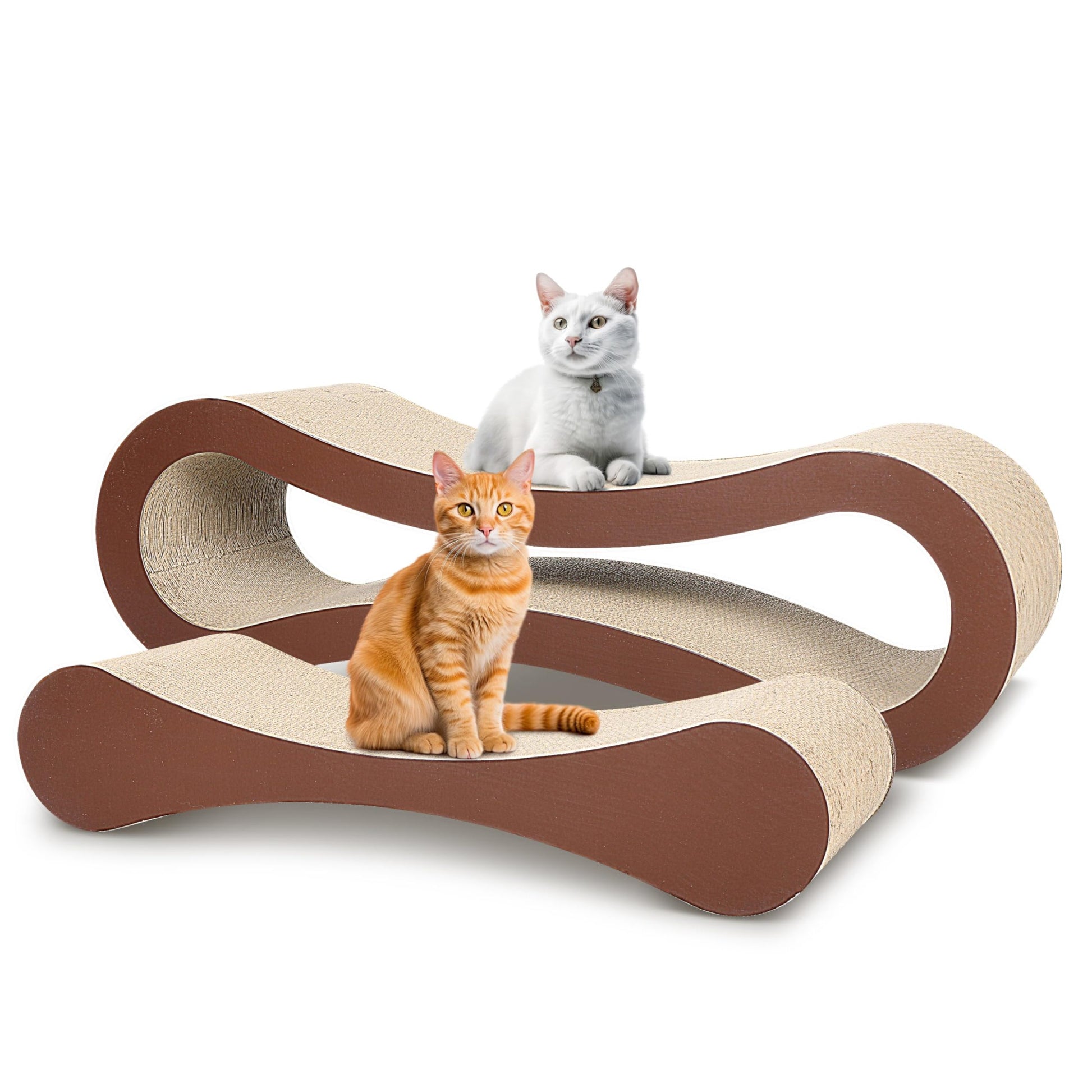 2 In 1 Cat Scratcher Cardboard, Cat Scratching Board Furniture Protector, Cat Scratching Post, Cat Beds For Indoor Cats, Infinity Shape, X Large Brown Cat Paper