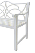 Outdoor Garden Patio Bench,Iron Metal Steel Frame Park Bench With Backrest And Armrest, Slatted Seat For Park, Yard & Porch, Balcony, Accommodates 2 3 People,White White Modern Metal