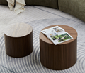 Mdf Nested Table Set 2 Pieces, Handcrafted Round Coffee Table In Living Lounge Area, Walnut Color Walnut Primary Living Space Casual,Chinese Freestanding Round Open Storage Round Coffee & End Tables Mdf Mdf