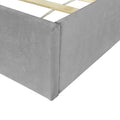 Full Size Upholstered Platform Bed With Lateral Storage Compartments And Thick Fabric, Velvet, Gray Gray Velvet