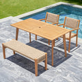 Mauricio 4 Piece Acacia Wood Dining Set With Stacking Chair Natural & Light Brown Acacia Wood
