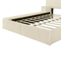 Queen Size Upholstered Platform Bed With Lateral Storage Compartments And Thick Fabric, Velvet, Beige Beige Velvet