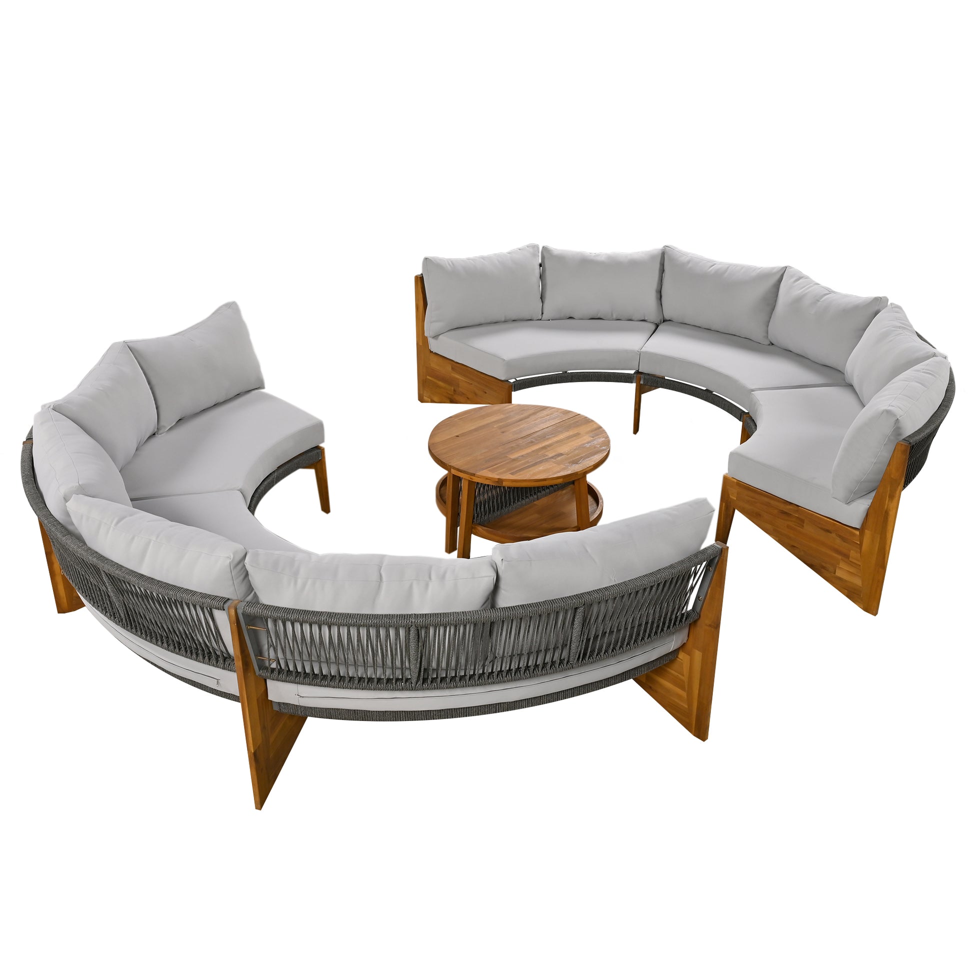 6 Person Outdoor Seating Group With Cushions And A Coffee Table Gray Acacia Wood