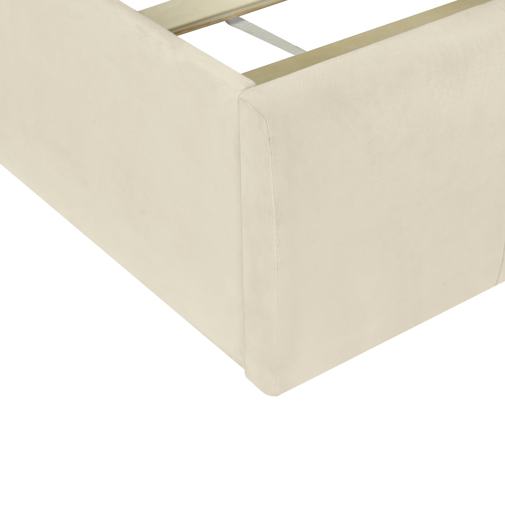 Full Size Upholstered Platform Bed with Lateral beige-velvet