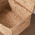 Rectangular Curve Water Hyacinth Woven Wicker Trunk With Handles 26