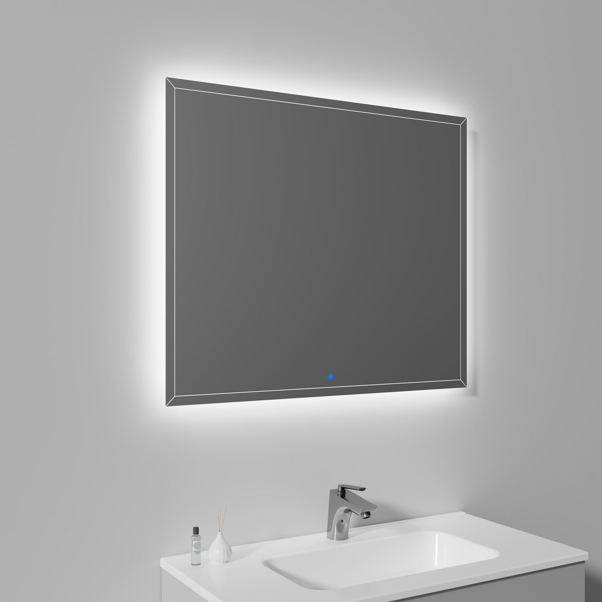 36" Led Backlit Frameless Lighted Bathroom Vanity Wall Mounted Mirror Silver Bathroom American Design Glass