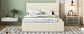 Full Size Upholstered Platform Bed With Lateral Storage Compartments And Thick Fabric, Velvet, Beige Beige Velvet
