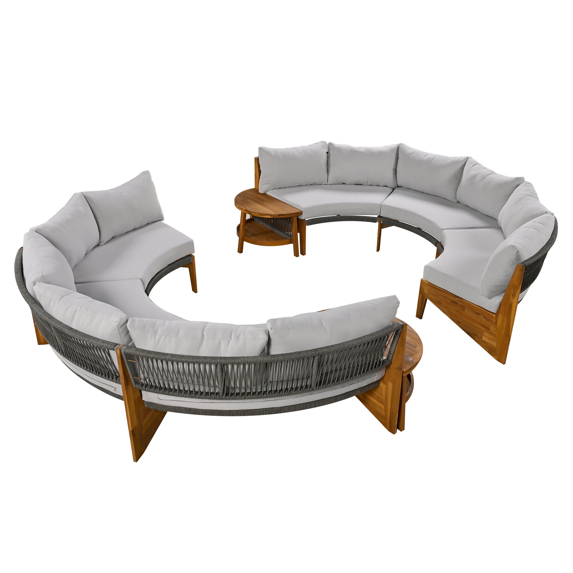 6 Person Outdoor Seating Group With Cushions And A Coffee Table Gray Acacia Wood