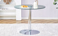 A Glass Tabletop With A Diameter Of 35 Inches And A Modern Minimalist Circular Dining Table With Electroplated Silver Metal Legs. Suitable For Restaurants, Living Rooms, And Conference Rooms.Dt 1166 Transparent Glass