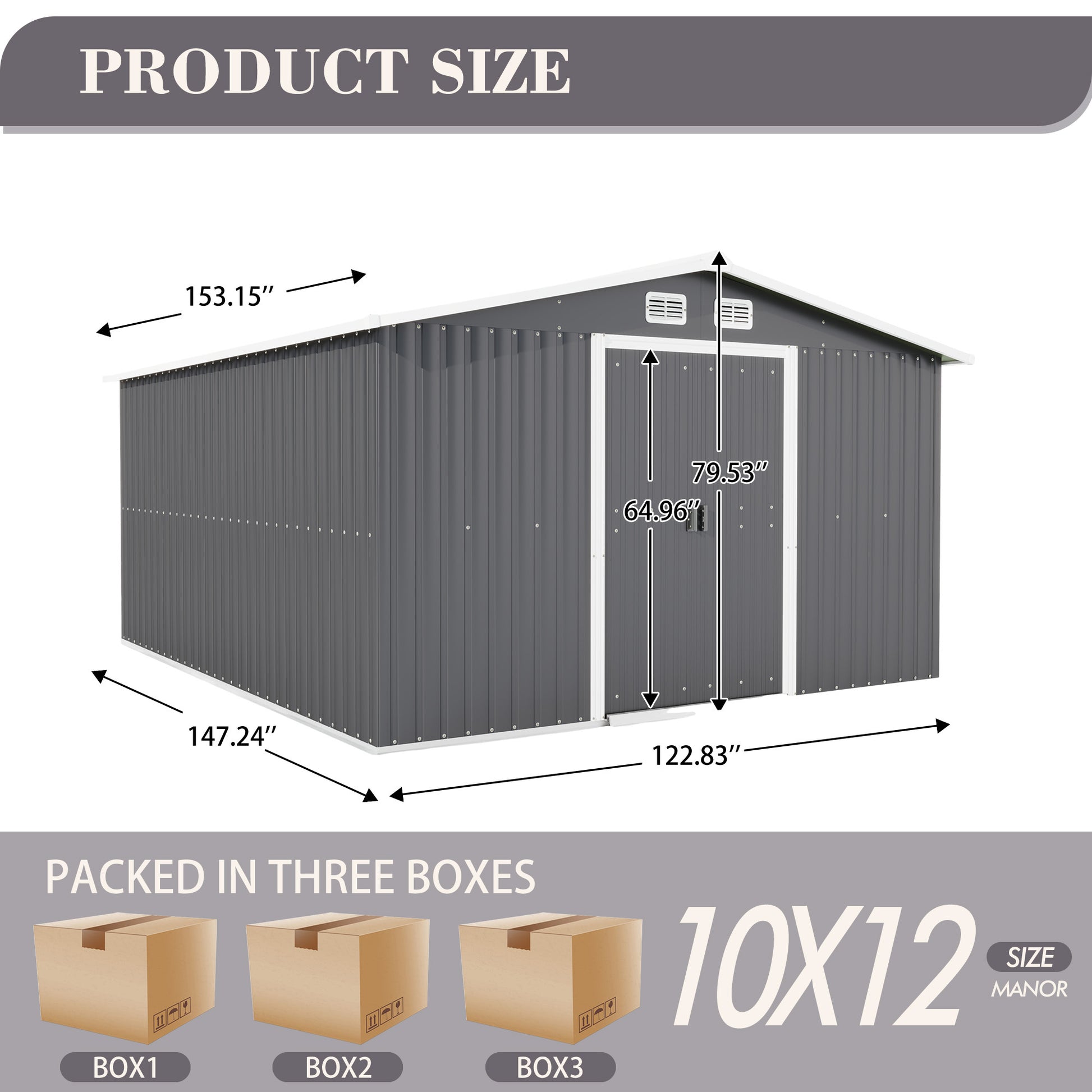 Patio, Lawn & Garden,Metal Outdoor Storage Shed 10Ft X 12Ft,Clearance With Lockable Door Metal Garden Shed Steel Anti Corrosion Storage House Waterproof Tool Shed For Backyard Patio Gray Metal