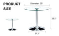 A Glass Tabletop With A Diameter Of 35 Inches And A Modern Minimalist Circular Dining Table With Electroplated Silver Metal Legs. Suitable For Restaurants, Living Rooms, And Conference Rooms.Dt 1166 Transparent Glass