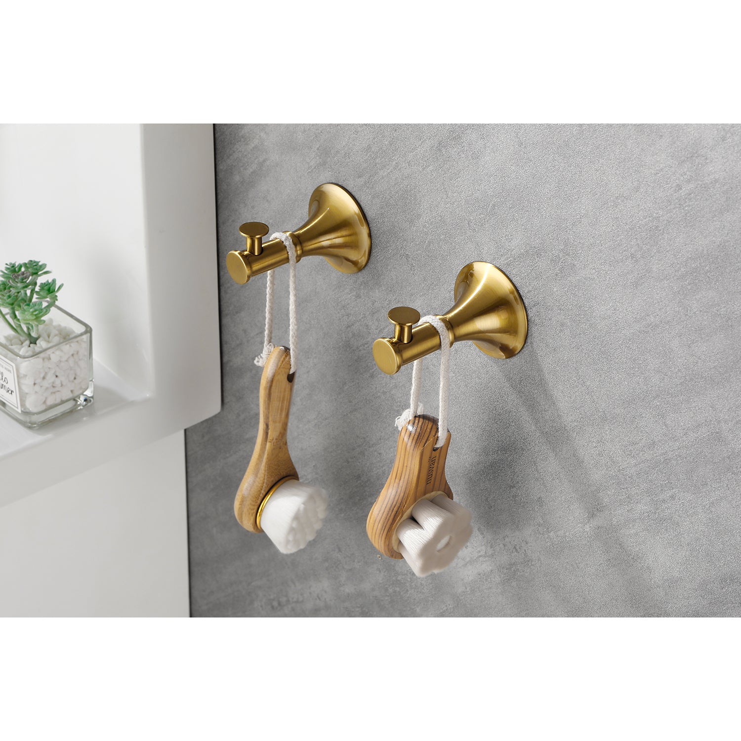 6 Piece Brass Bathroom Towel Rack Set Wall Mount brushed gold-brass