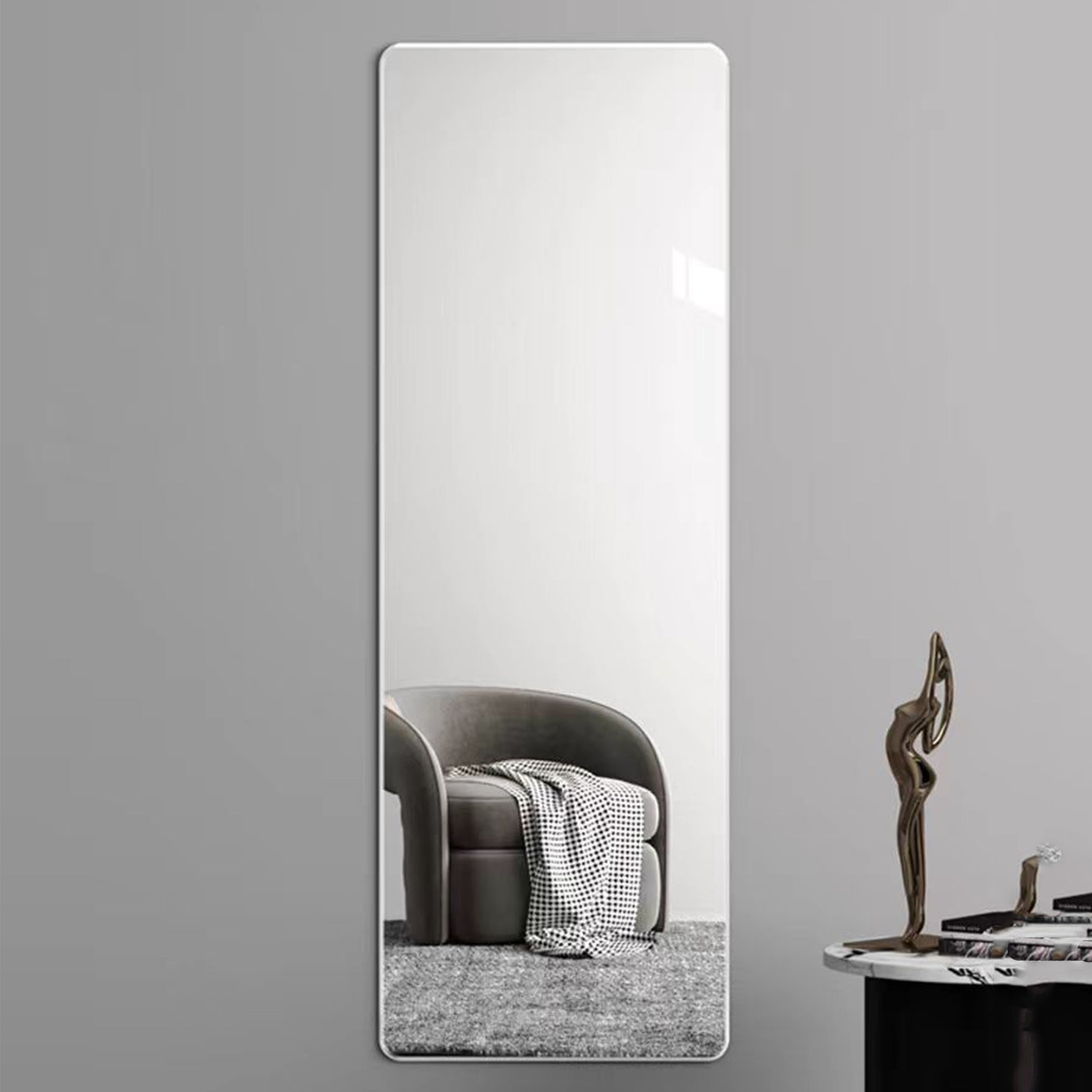 Fourth Generation, Silver Aluminum Frame Full Body Mirror, Dressing Mirror, Decorative Mirror, Suitable For Bedrooms And Living Rooms 63 "*20.1 Transparent Glass