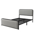 Modern Metal Bed Frame With Curved Upholstered Headboard And Footboard Bed With Under Bed Storage, Heavy Duty Metal Slats, Full Size, Grey Grey Metal Modern Metal