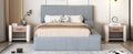 Full Size Upholstered Platform Bed With Lateral Storage Compartments And Thick Fabric, Velvet, Gray Gray Velvet