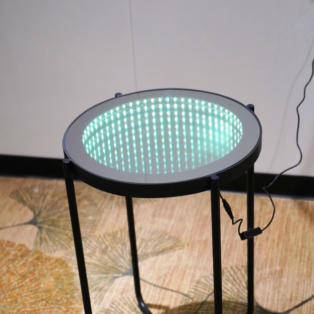 Led Round End Table Black Round Round Iron