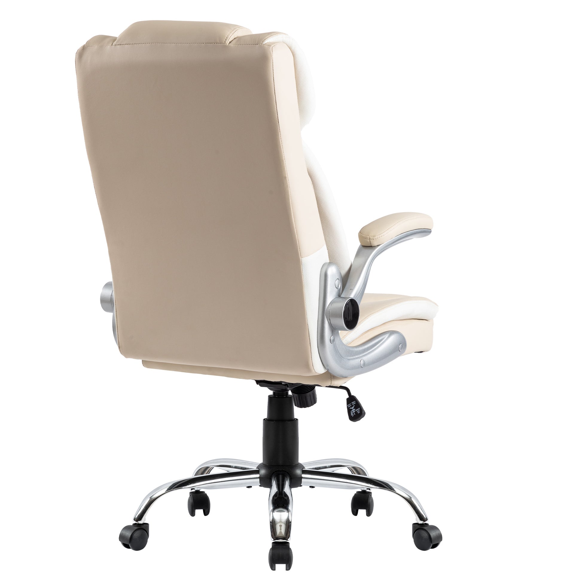 Swivel Office Room Chair Executive Desk Chair Velvet Metal Beige Office Foam Antique,Modern Handle Office Chairs Solid Back Foam Adjustable Height Pu Leather