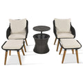 K&K 5 Pieces Patio Furniture Chair Sets, Patio Conversation Set With Wicker Cool Bar Table, Ottomans,Outdoor Furniture Bistro Sets For Porch,Backyard,Balcony,Poolside Black&Beige Yes Complete Patio Set Beige Black Weather Resistant Frame Fade Resistant