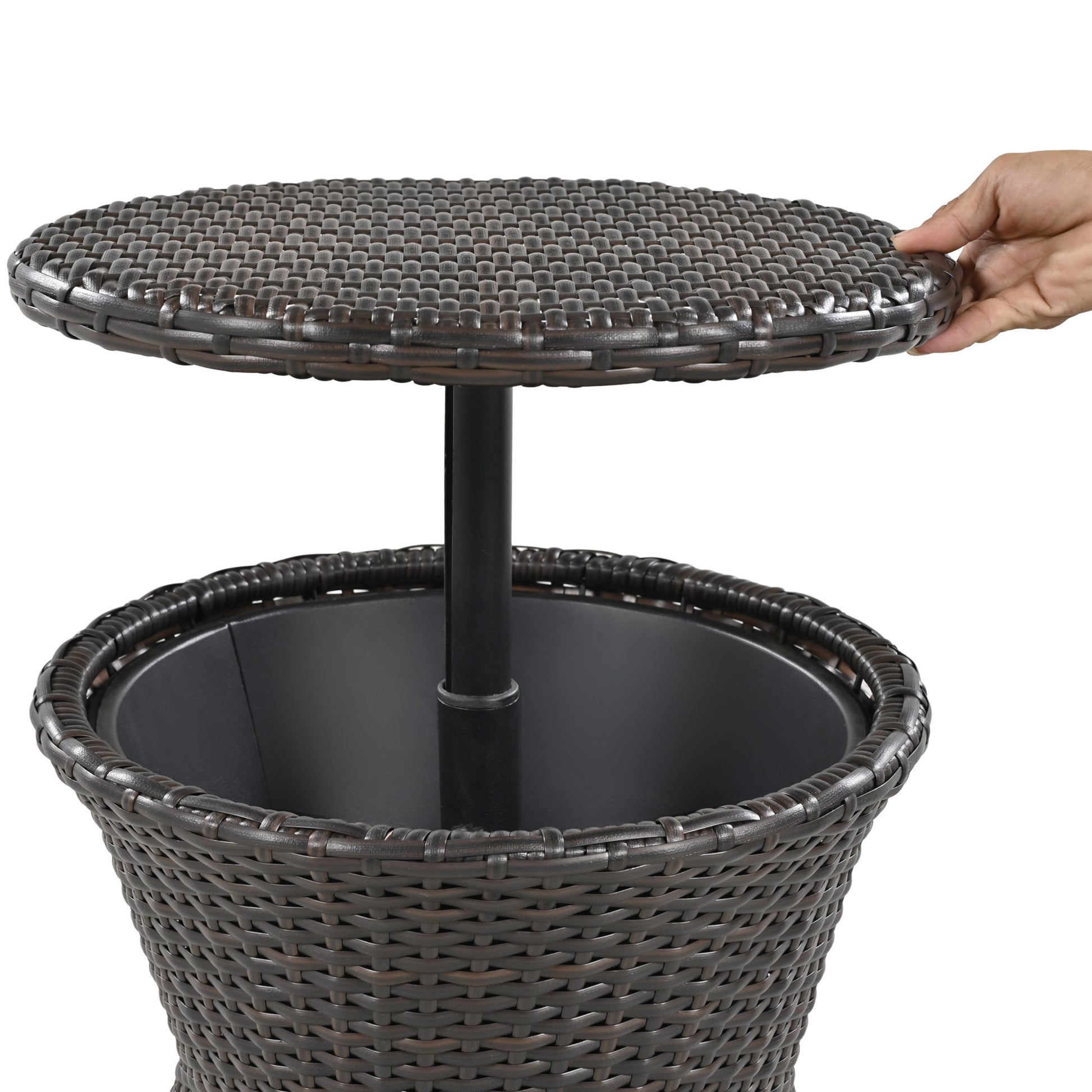 K&K 5 Pieces Patio Furniture Chair Sets, Patio Conversation Set With Wicker Cool Bar Table, Ottomans,Outdoor Furniture Bistro Sets For Porch,Backyard,Balcony,Poolside Black&Beige Yes Complete Patio Set Beige Black Weather Resistant Frame Fade Resistant