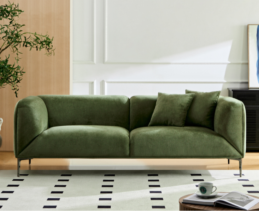 Wks2G Green Sofa Can Be Placed In The Studio, Living Room, Attic Multiple Scenes, Style Modern Simple Fashion, Size 89.37* 35.43* High 28.74 Inches Green Fabric 3 Seat