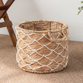 Round Water Hyacinth Woven Basket With Handles 18