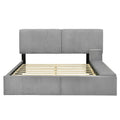 Queen Size Upholstered Platform Bed With Lateral Storage Compartments And Thick Fabric, Velvet, Gray Gray Velvet