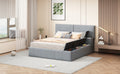 Queen Size Upholstered Platform Bed With Lateral Storage Compartments And Thick Fabric, Velvet, Gray Gray Velvet