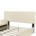 Queen Size Upholstered Platform Bed With Lateral Storage Compartments And Thick Fabric, Velvet, Beige Beige Velvet