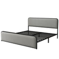Modern Metal Bed Frame With Curved Upholstered Headboard And Footboard Bed With Under Bed Storage, Heavy Duty Metal Slats, King Size, Grey Grey Metal Modern Metal