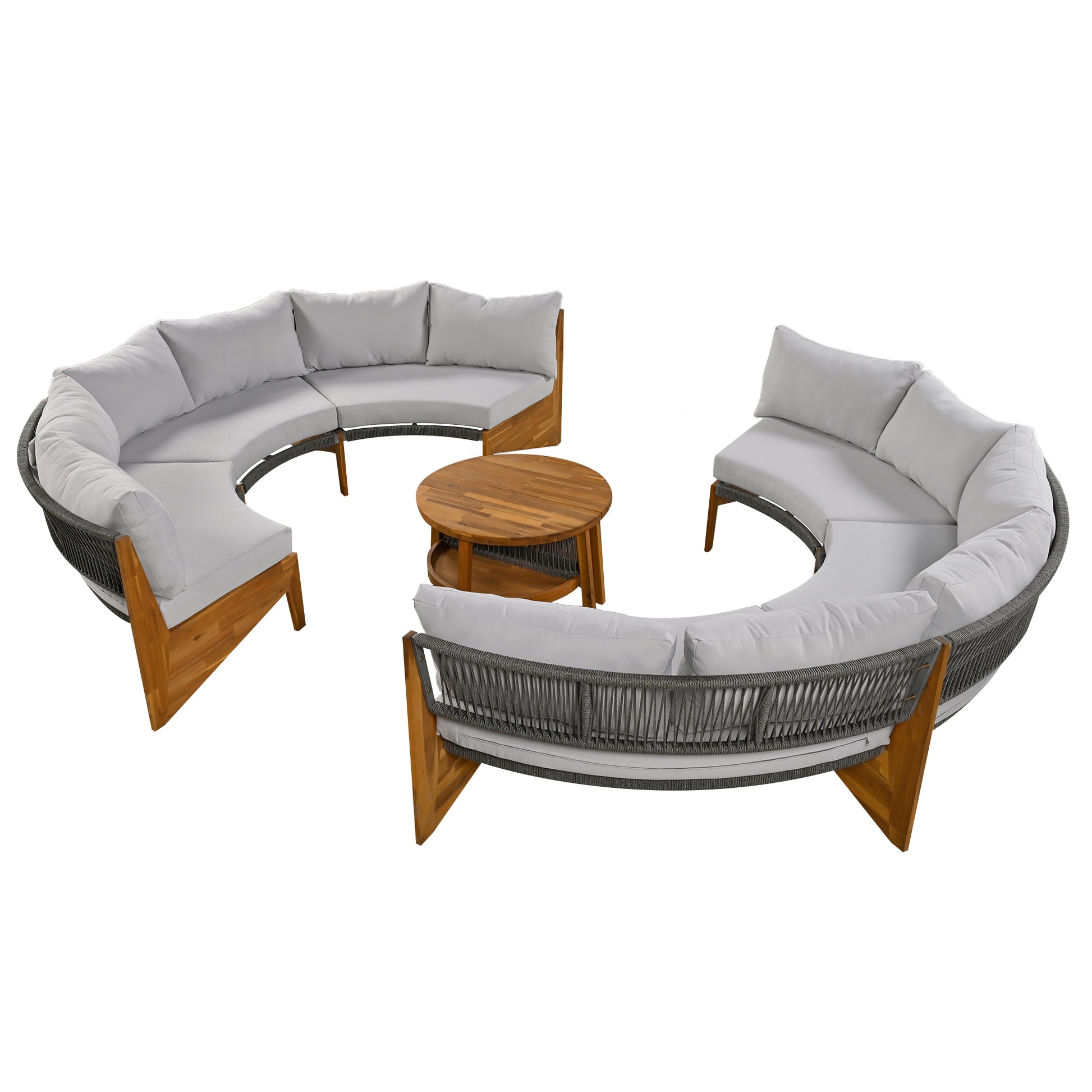 6 Person Outdoor Seating Group With Cushions And A Coffee Table Gray Acacia Wood