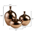 Mirrored Ceramic Decorative Vases 3 Piece Set Bronze Ceramic