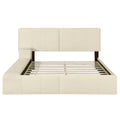 Queen Size Upholstered Platform Bed With Lateral Storage Compartments And Thick Fabric, Velvet, Beige Beige Velvet