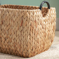 Rectangular Multi Purpose Water Hyacinth Woven Wicker Baskets With Handles 16