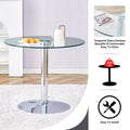 A Glass Tabletop With A Diameter Of 35 Inches And A Modern Minimalist Circular Dining Table With Electroplated Silver Metal Legs. Suitable For Restaurants, Living Rooms, And Conference Rooms.Dt 1166 Transparent Glass