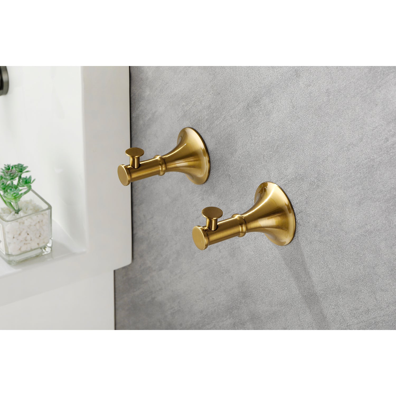 6 Piece Brass Bathroom Towel Rack Set Wall Mount brushed gold-brass